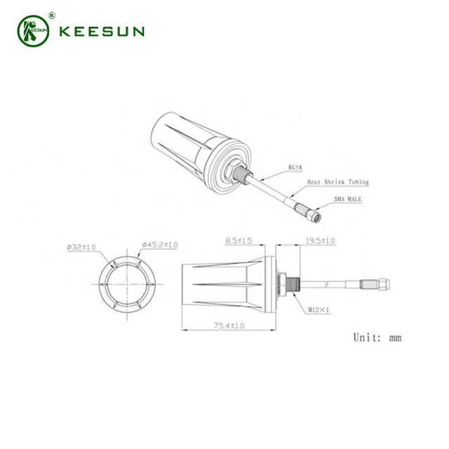 GP00032 | Kabel RG174 1m 698-960/1710-2700MHz 5dBi Antena Cendawan dengan Penyambung Lelaki SMA