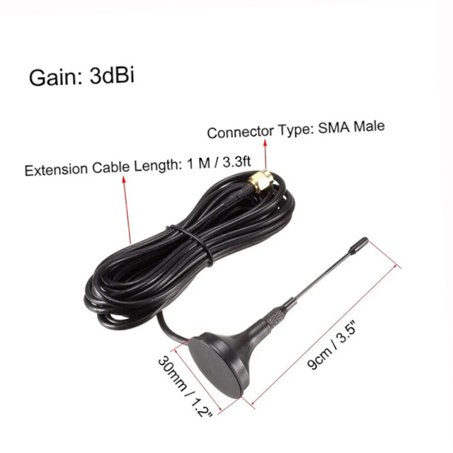 SU00001 | آنتن Magnetica 2.4 گیگاهرتز و 5.8 گیگاهرتز با کابل کواکسیال 1 متری RG174 به رابط نر SMA