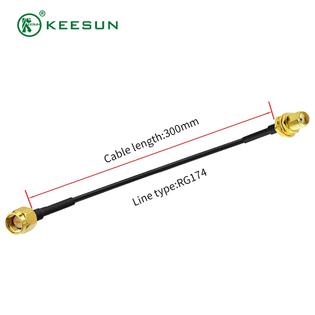 RF10053 | RP-SMA Tuhono Wahine ki te RP-SMA Tuhono tane me te RG174 pango Waea Coaxial
