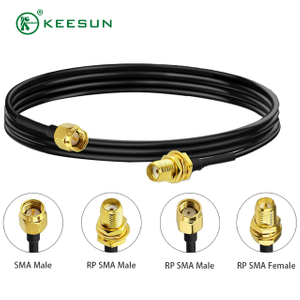 RF10053 | Connecteur femelle RP-SMA vers connecteur m&acirc;le RP-SMA avec c&acirc;ble coaxial noir RG174