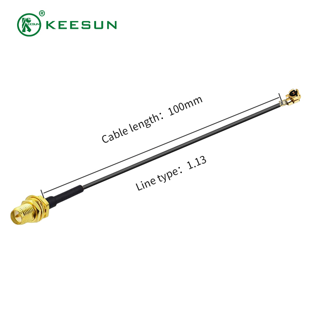 RF10052 | PR-SMA hunstik til I-PEX med MI 1.13 sort koaksialkabel
